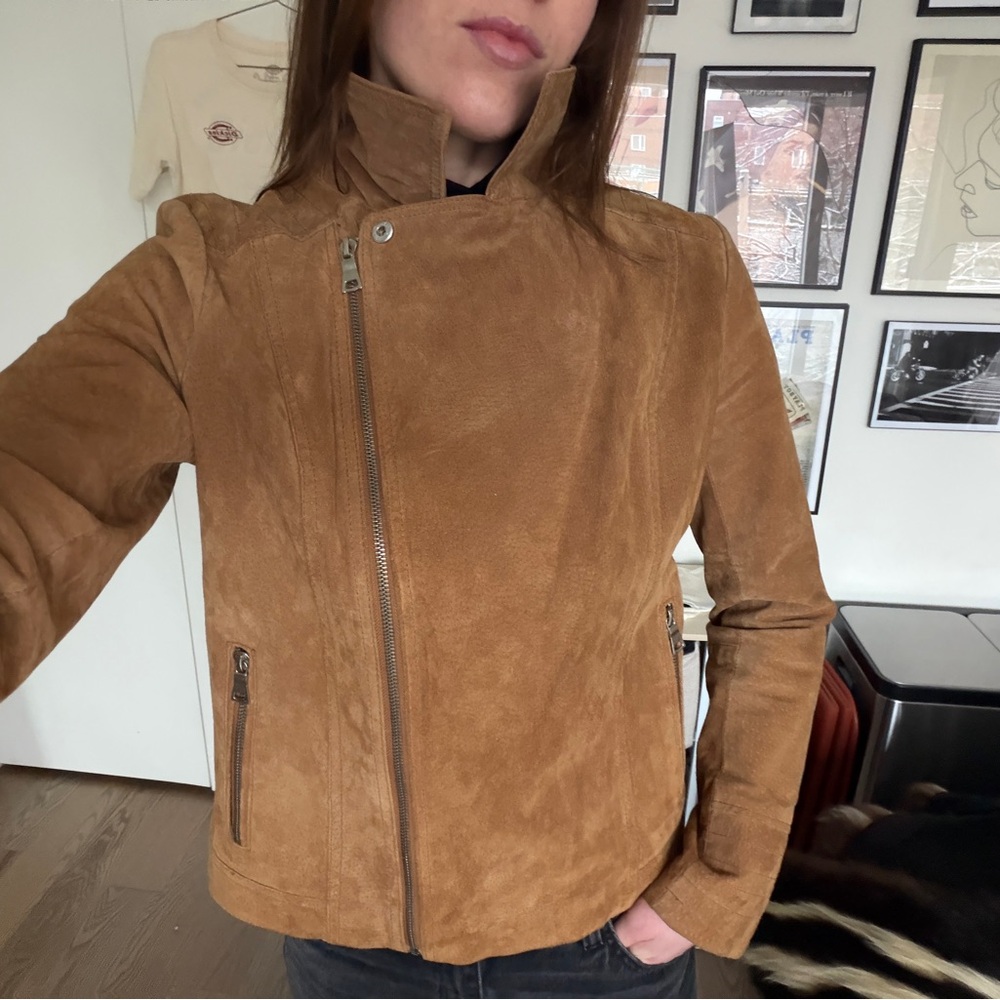 Women's Tan Suede Biker Jacket